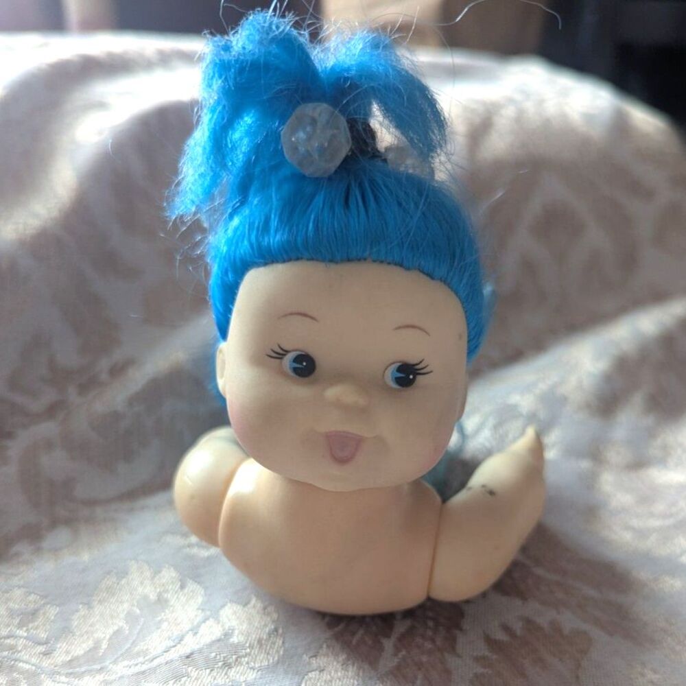 Vintage Fishel Sea Tails Blue Mermaid Baby Doll Bath Toy